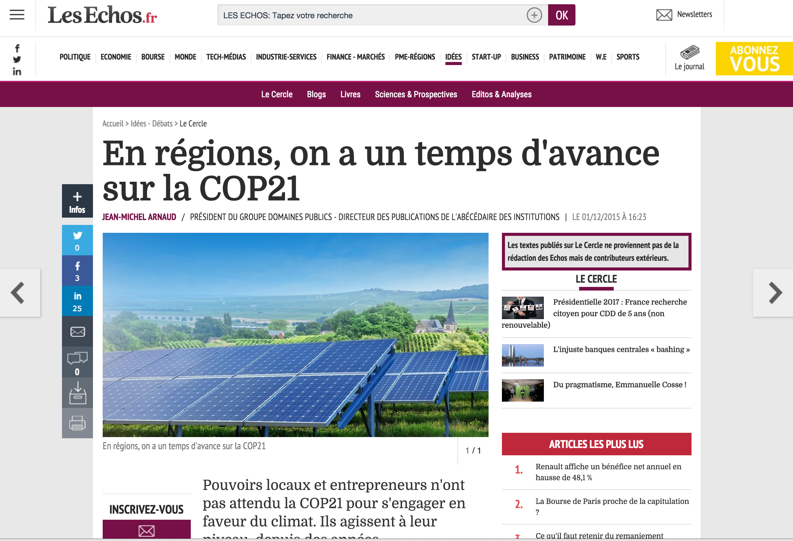 En régions, on a un temps d’avance sur la COP21
