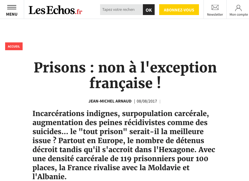 Prisons : non à l’exception française !