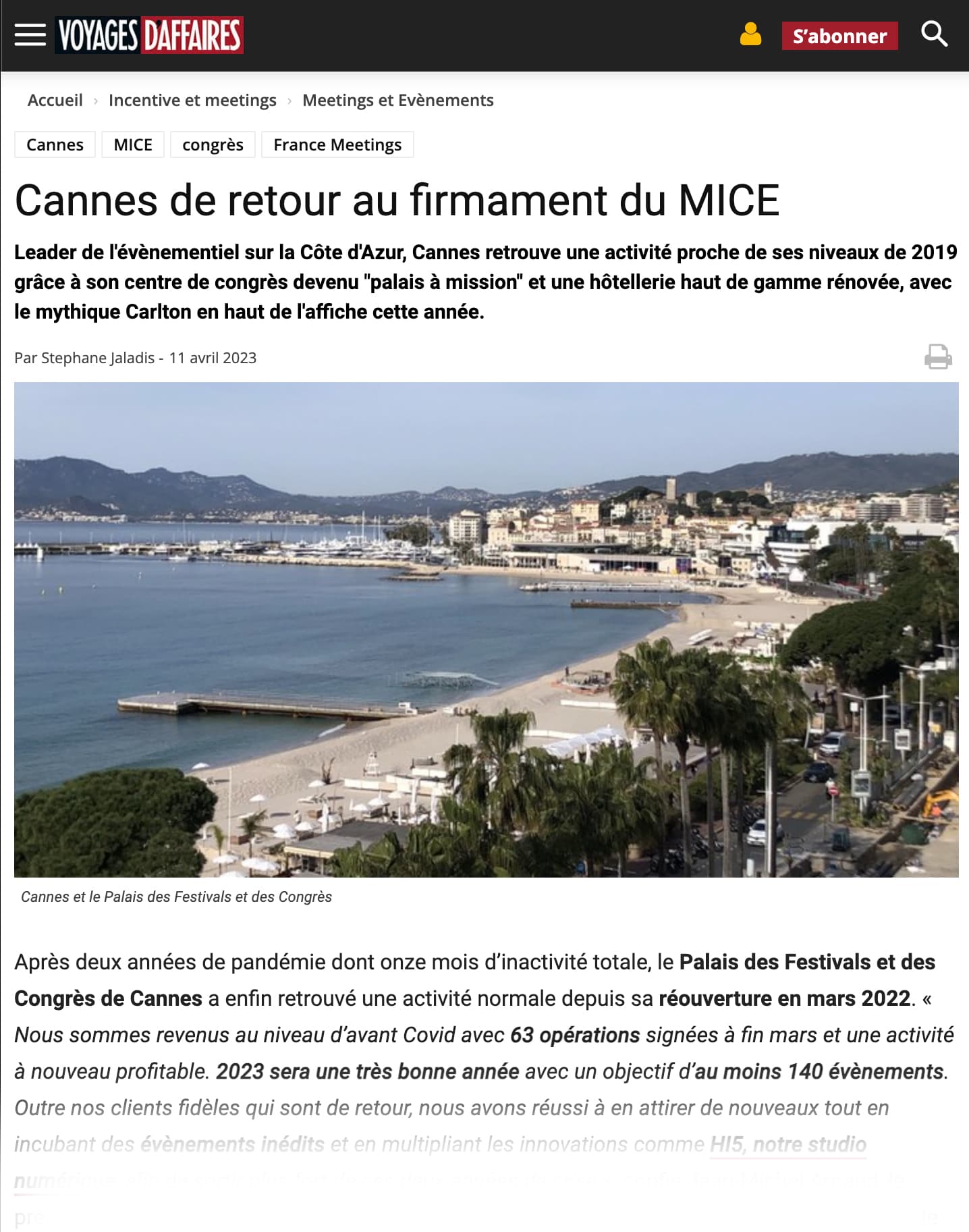 Cannes de retour au firmament du MICE