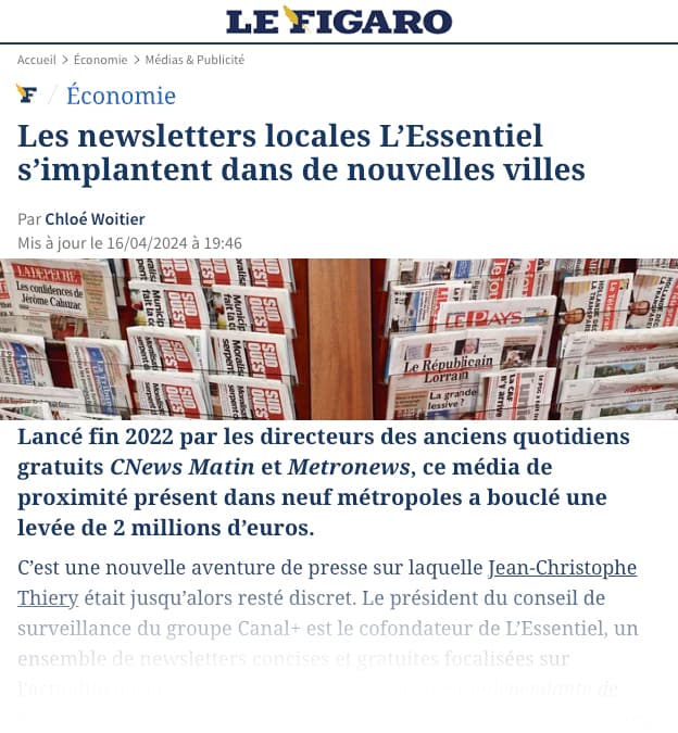 Les newsletters locales L’Essentiel s’implantent dans de nouvelles villes